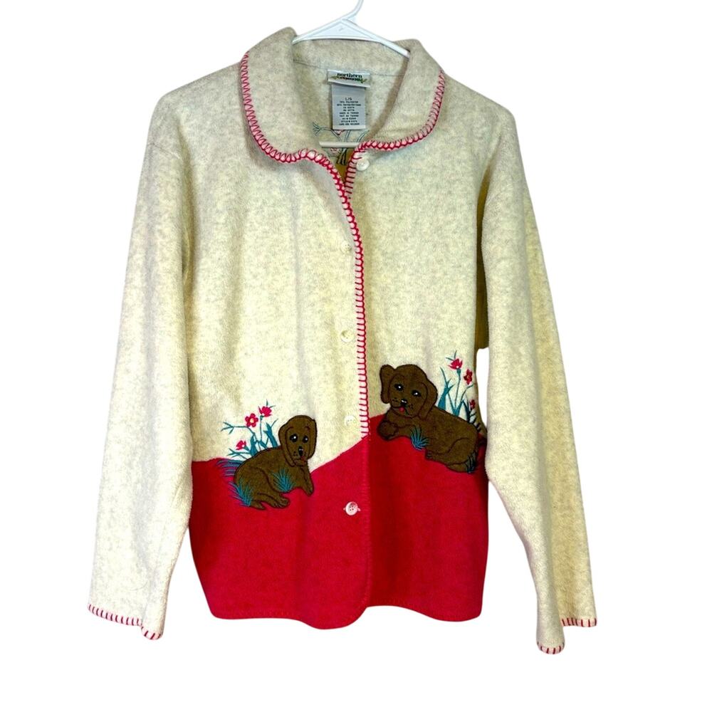 Vintage Northern Getaway Grandmacore Puppy Sweatshirt Size Large Bin6